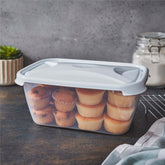 Vorratsdose 3,6 Liter mit Deckel Frischhaltedose - Aufbewahrungsbox mit Deckel - lebensmittelecht - transparent mit weißem Deckel - rechteckig