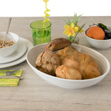 Melamin Salatschüssel 3 Teile mit Salatbesteck oval elegante Steingut Optik Servierschüssel Obstschale