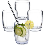 Melamin Geschirr Set Jesolo Grau für 4 Personen - 16 Teile - mit klarem Trinkglas 320ml - aus Acryl Steingutoptik Campinggeschirr