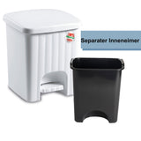 Mülleimer Treteimer 4,5 Liter mit separatem Inneneiner eckig 21x21x23cm Kunststoff - Pedal zum Öffnen und Schliessen - Bad Pedaleimer Papierkorb Eimer Abfalleimer Abfallbehälter Mülltonne