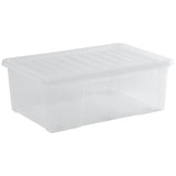AUFBEWAHRUNGSBOX 68 Liter - Aufbewahrungsbox mit Deckel - 71x47x25cm - transparent klar - stapelbar - Kunststoff Box Stapelkiste Unterbettkommode Büro