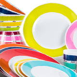 Melamin Geschirrset für 4 Personen - 20 Teile - mit Trinkgläsern Bunt 630 ml Campinggeschirr Essgeschirr Campinggeschirr