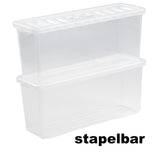 AUFBEWAHRUNGSBOX - für 36 DVDs - Aufbewahrungsbox mit Deckel 1 Stück - 60x20x25cm - transparent klar - stapelbar - Kunststoff Box Stapelkiste Unterbettkommode Büro