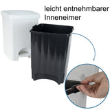 Mülleimer Treteimer 20 Liter mit separatem Inneneiner eckig 30x27x37cm Rattanoptik Kunststoff - Pedal zum Öffnen und Schliessen - Küche Pedaleimer Papierkorb Eimer Abfalleimer Abfallbehälter Mülltonne
