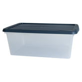 AUFBEWAHRUNGSBOX - 3,5 Liter - Aufbewahrungsbox mit Deckel - 28x17,5x10,5cm transparent Navy Blau - stapelbar - Kunststoff Box Stapelkiste Büro Storage Aufbewahrung Flach
