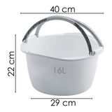 Schüssel mit Tragegriff Waschschüssel 16 Liter 40 x 40 cm Rund Spülschüssel Wasserschüssel Tragekorb Kunststoff Spüle Korb Waschbecken Aufbewahrung Camping Abwaschschüssel Plastik Eimer Putzeimer