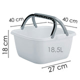 Schüssel mit Tragegriff Waschschüssel 13 Liter 35 x 35 cm Quadratisch Spülschüssel Wasserschüssel Tragekorb Kunststoff Spüle Korb Eimer Waschbecken Aufbewahrung Camping Abwaschschüssel Plastikschüssel