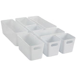 Schubladen Organizer 8 Teile Organizer Set - 10 cm hoch - Boxen in 3 Größen - passend für Schubladen von 30 x 50 cmSchubladeneinsatz passend für Schubladen von 30 x 50 cm