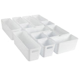 13 Teile Organizer Set - 10 cm hoch - weiß - Boxen in 3 Größen - Schubladeneinsatz passend für Schubladen von 40 x 60 cm