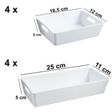 Schubladen Organizer 5 cm hoch - 8 Teile - 50x38x5 cm - in 2 Größen - Schminktisch - Schubladen Ordnungssystem Aufbewahrungsbox Box