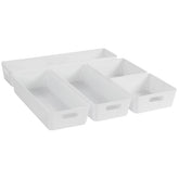 Schubladen Organizer - 6 cm hoch - 5 Teile in 3 Größen - für 40x40 Schublade Aufbewahrungsbox weiß - Ordnungssystem Ordnungsbox Körbchen Box