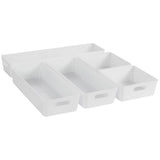 Schubladen Organizer - 6 cm hoch - 5 Teile in 3 Größen - für 40x40 Schublade Aufbewahrungsbox weiß - Ordnungssystem Ordnungsbox Körbchen Box