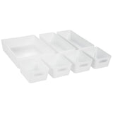 Schubladen Organizer - 6 cm hoch - 7 Teile in 3 Größen - für 40x38 Schublade Aufbewahrungsbox weiß - Ordnungssystem
