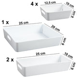 Schubladen Organizer - 6 cm hoch - 7 Teile in 3 Größen - für 40x38 Schublade Aufbewahrungsbox weiß - Ordnungssystem