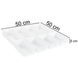Schubladen Ordnungssystem - 6 cm hoch - 8 Teile in 2 Größen - für 50x50 cm Schublade Aufbewahrungsbox weiß - Organizer