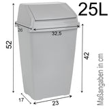 25 Liter Mülleimer mit Klappdeckel 30x26x54 cm - grau - Abfalleimer Mülltrennung - Abfalleimer Deckel Abfallbehälter Papiertonne Papierkorb Müllkorb Abfallkorb Recycling Abfallsammler Haushalt Büro