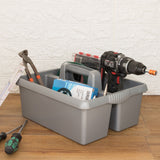 Tragbarer Mehrzweck Organizer 38x32x15 cm für Putzmittel Werkzeugträger Gartengerätekorb Schuhputzkasten - Putzkasten für Pferd Reinigungsmittel Putz Caddy Flaschenträger Putzbox Putzcaddy eckig leer