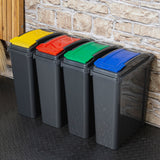 4x 25 Liter Mülltonne Schwarz-Gelb-Blau-Grün-Rot Recyclingtonne 19x40x50cm mit abnehmbarem Klappdeckel - Schmal Küche Mistkübel Trash Bin Gelber Sack Groß Küchenabfalleimer Papiermülleimer