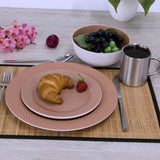 Melamin Geschirrset für 4 Personen - 16 Teile elegante Steingut Optik im warmen Rosé Ton - mit Edelstahl Thermo Tassen - Campinggeschirr Geschirrset Tafelgeschirr Spülmaschinengeeignet Outdoor Camping