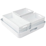 Schminktisch Schubladen Organizer Set - 10 Teile - Ordnungssystem - weiß - 5 cm hoch - 55x58 cm Boxen in 3 Größen - Aufbewahrungsbox Box Schubladeneinsatz