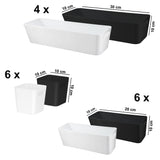 Schubladen Organizer 10 cm hoch - 16 Teile - weiß und schwarz - in 3 Größen - Schubladeneinsatz passend für 2 Schubladen von 30 x 50 cm
