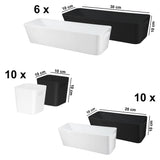 Schubladen Organizer - 10 cm hoch - 26 Teile - weiß und schwarz - in 3 Größen - Schubladeneinsatz passend für 2 Schubladen von 40 x 60 cm