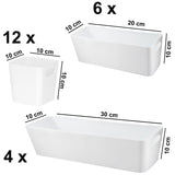 Schubladen Organizer 22 Teile Set - 90x40x10 cm - in 3 Größen - Schubladeneinsatz