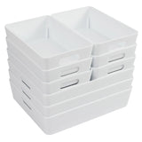 Schubladen Ordnungssystem - 6 cm hoch - 9 Teile - in 2 Größen - für 50x60cm Schublade Aufbewahrungsbox weiß - Organizer