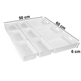 Schubladen Organizer - 6 cm hoch - 9 Teile - in 2 Größen - für 50x60cm Schublade Aufbewahrungsbox weiß - Ordnungssystem