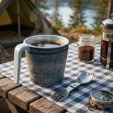 Melamin 6 Tassen 350 ml ideal für Camping - Mondgranit - Stapelbar - Steingutoptik Trinkbecher Kaffeetasse Kaffeebecher