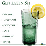 Melamin Geschirr Set Toskana Deep für 2 Personen - 8 Teile - Rot-Grün - Mandala-Optik mit farblich passenden Trinkgläsern 260 ml Campinggeschirr