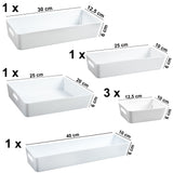 Schubladen Organizer - 6 cm hoch - 7 Teile in 5 Größen - für 48x40 Schublade Aufbewahrungsbox weiß - Ordnungssystem