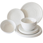 Melamin Geschirrset für 4 Personen - 12 Teile elegante Steingut Optik Campinggeschirr Geschirrset Tafelgeschirr