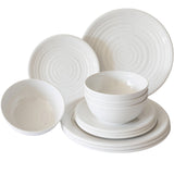 Melamin Geschirrset für 4 Personen - 12 Teile elegante Steingut Optik Campinggeschirr Geschirrset Tafelgeschirr