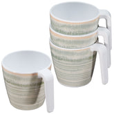 Melamin 4 Tassen 350 ml ideal für Camping - Smaragd Grün - Stapelbar - Steingutoptik Trinkbecher Kaffeetasse Kaffeebecher