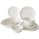 Melamin Geschirrset für 4 Personen - 15 Teile mit Salatschlüssel elegante Steingut Optik Campinggeschirr Geschirrset Tafelgeschirr