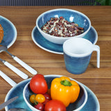 Melamin 6 Tassen 350 ml ideal für Camping - Jesolo Blau - Stapelbar - Steingutoptik Trinkbecher Kaffeetasse Kaffeebecher