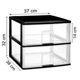 Schubladenbox großen Schubladen 38x37 cm - weiss-transparent Kunststoff Drawer Tower Box Organizer für Schreibtisch Easy-Pull-System