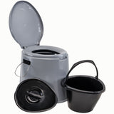 Mobile Campingtoilette mit herausnehmbaren Eimer - bis 120kg Sitzhöhe 37cm Camping Nottoilette Mobile Toilettenbeutel klappbar Toilettenstuhl WC Garten Zelt Pool Baustelle