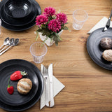 Melamin Camping Geschirr Set für 6 Personen Steingut Optik schwarz - 18 Teile - mit Tellern und Schälchen Campinggeschirr