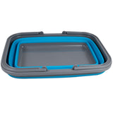 Faltbarer Schüssel mit Tragehenkel - rechteckig - 10 Liter - 38x29x15 cm gefaltet 5 cm hoch - blau - Waschschüssel Spülschüssel Wasserschüssel - Kunststoff Spüle
