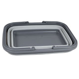 3x Faltbarer Schüssel mit Tragehenkel - rechteckig - 10 Liter - 38x29x15 cm gefaltet 5 cm hoch - grau - Waschschüssel Spülschüssel Wasserschüssel - Kunststoff Spüle