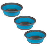 3x Faltbarer Schüssel - rund - 9 Liter - D-37,5x14 cm - gefaltet 5 cm - blau Waschschüssel Spülschüssel Wasserschüssel - Kunststoff Spüle