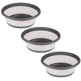 3x Faltbarer Schüssel - rund - 9 Liter - D-37,5x14 cm - gefaltet 5 cm - grau Waschschüssel Spülschüssel Wasserschüssel - Kunststoff Spüle