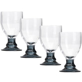 4x Campingglas Trinkglas 410 ml Set Trinkgläser aus Acryl Boden grau | Plastikglas Kunststoff Glas Campinggeschirr Zubehör Picknick Gläser klar Trinkbecher Kunststoff Wasserglas Partyzubehör Campingküche Weinglas