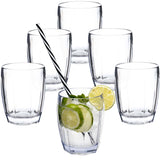 Melamin Geschirr Set Jesolo Grau für 6 Personen - 24 Teile - mit klarem Trinkglas 320ml - aus Acryl Steingutoptik Spülmaschinengeeignet Campingzubehör Campinggeschirr Wohnwagen Camping Festival