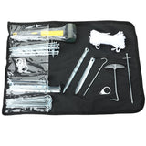 Zeltzubehör Set in praktischer Aufbewahrungstasche 50 Teile - 40 Heringe Heringzieher Campinghammer Abspannseil Seil-Schnalle Campingzubehör Bodenanker Zeltnagel Erdnagel