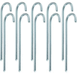 10 Stück Zeltnagel 30 cm Ø10mm J-Form geriffelte Oberfläche J-Typ Bodenanker für Marktstand Pavilons Trampolin Erdanker Zeltpflock