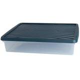 AUFBEWAHRUNGSBOX - 14,75 Liter - DIN A3-Format mit Deckel - 49x38,5x10,5 cm - transparent Navy Blau stapelbar Sammelbox Sammelmappe Kunststoff Box Stapelkiste Zeichenblock Büro Storage Aufbewahrung Flach