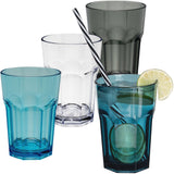 4x Campingglas aus Acryl 400ml - Trinkglas Acrylglas Wasserglas Kunststoff Camping Garten Echtglasoptik Picknick Becher Kinder Senioren Longdrink Coktail